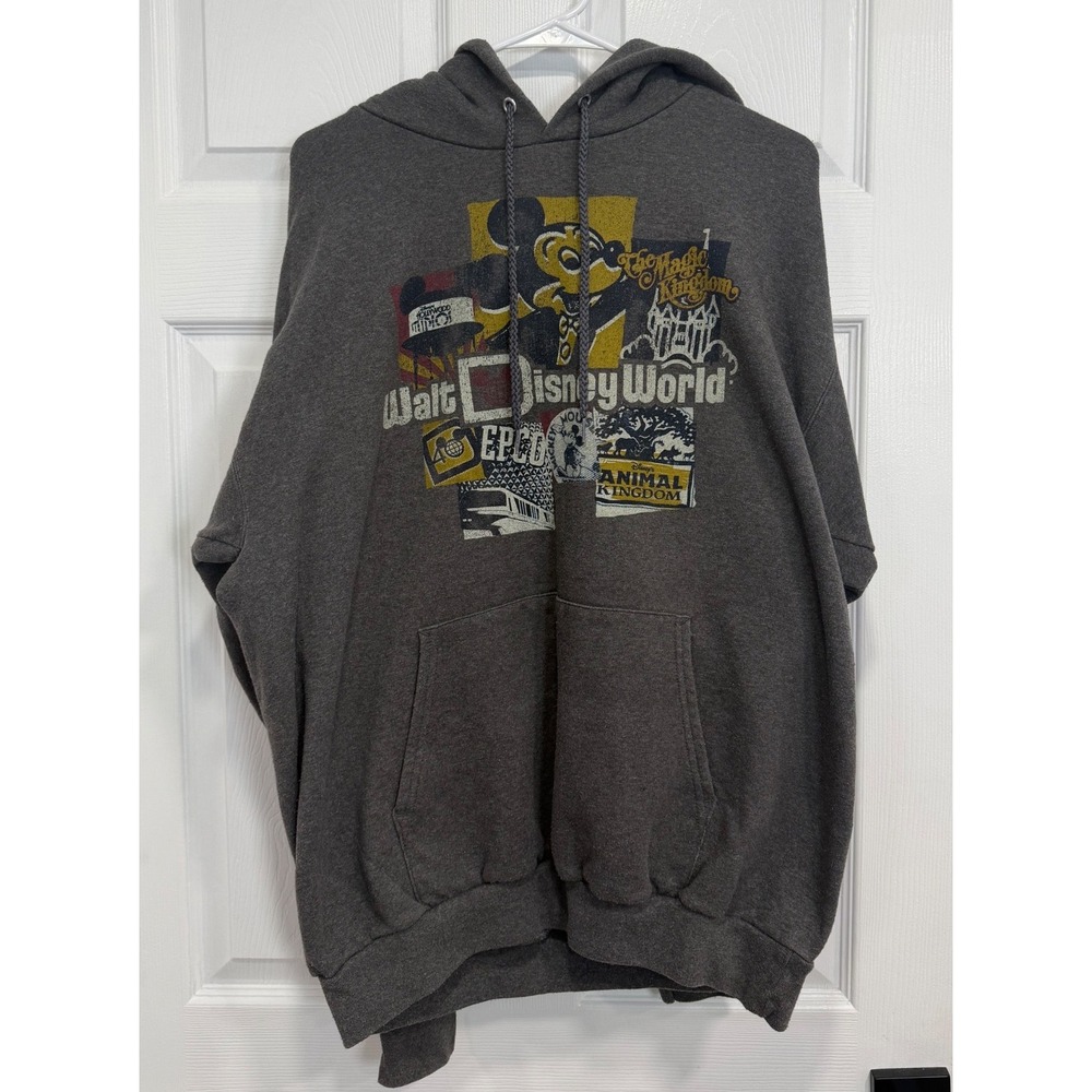 Walt Disney World Mickey Mouse Parks Graphic Hoodie Charcoal Gray Men's Large
